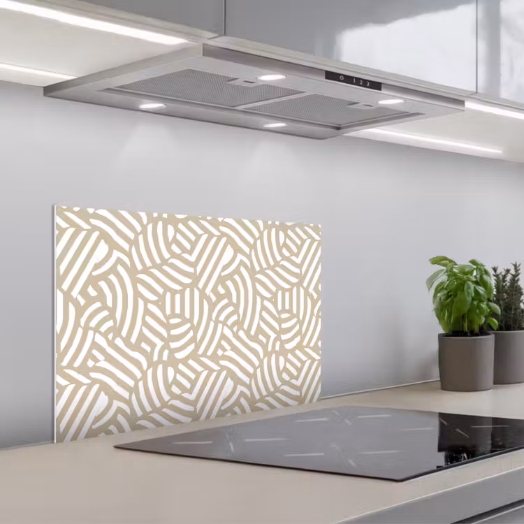 Abstract - Modern - Beige keuken achterwand spatscherm klein 900 -3d_schuin