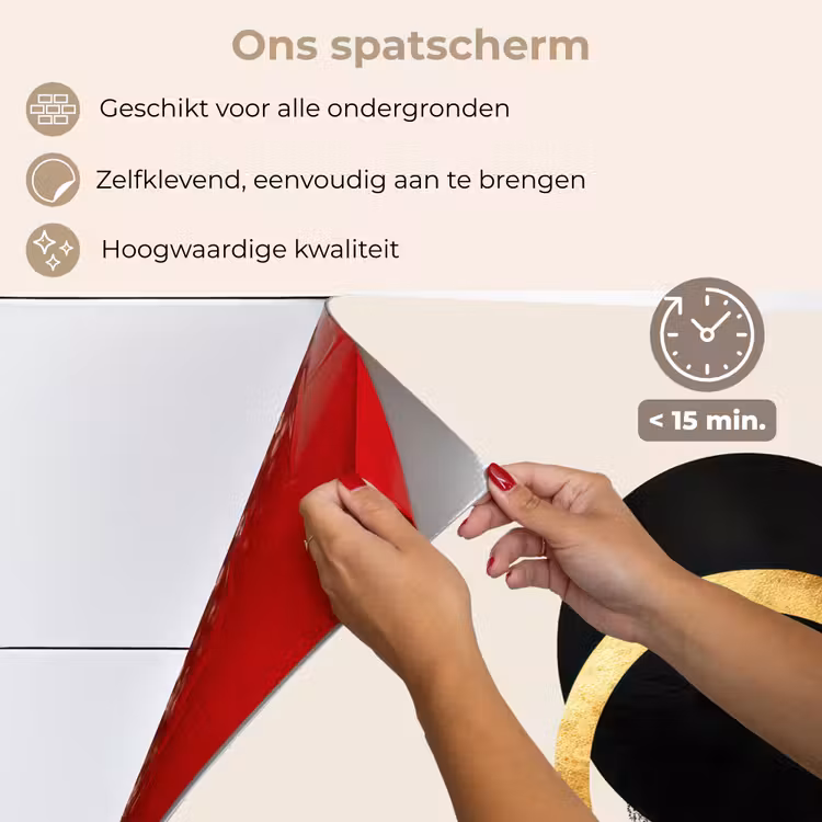 Abstract ontwerp - Zwarte cirkel - Verfvlekken keuken achterwand spatscherm klein -spatscherm_NL