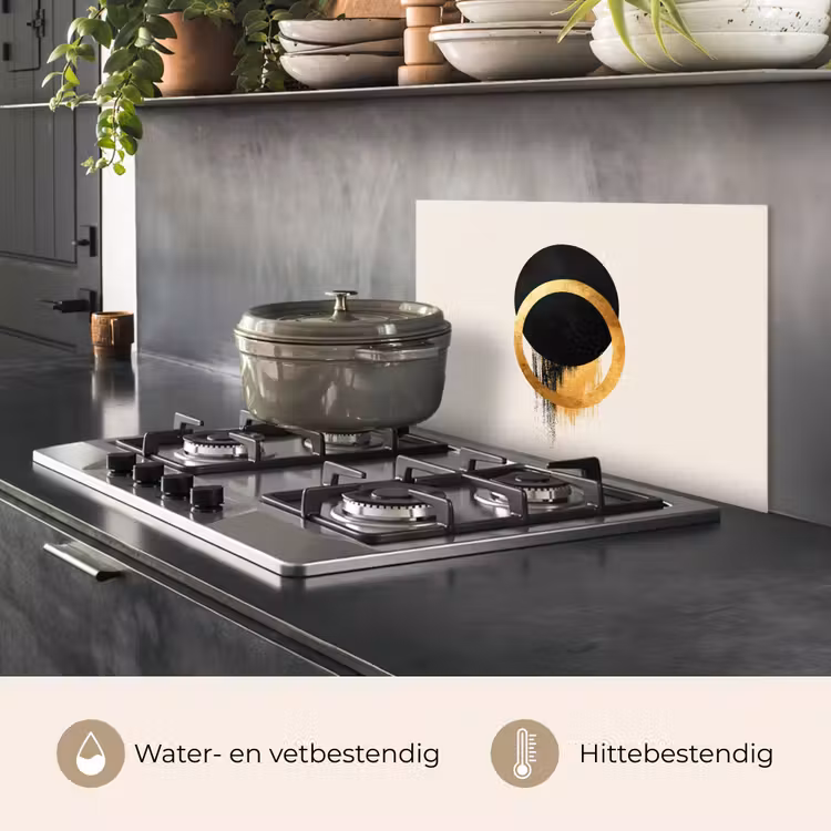 Abstract ontwerp - Zwarte cirkel - Verfvlekken keuken achterwand spatscherm klein -usp_NL