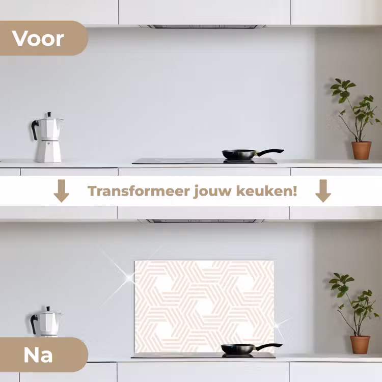 Abstract - Patronen - Design keuken achterwand spatscherm klein 900 -voor_na_NL