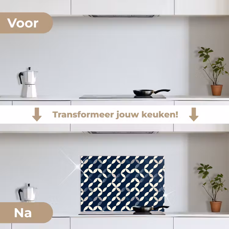 Abstract - Patroon - Blauw keuken achterwand spatscherm klein 900 -voor_na_NL