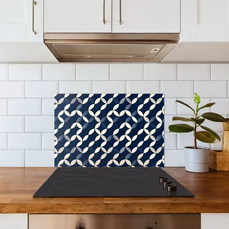 Abstract - Patroon - Blauw keuken achterwand spatscherm klein 900 -sfeer2
