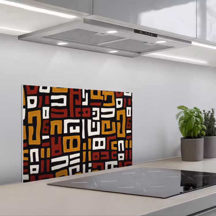 Abstract - Patroon - Rood keuken achterwand spatscherm klein -3d_schuin