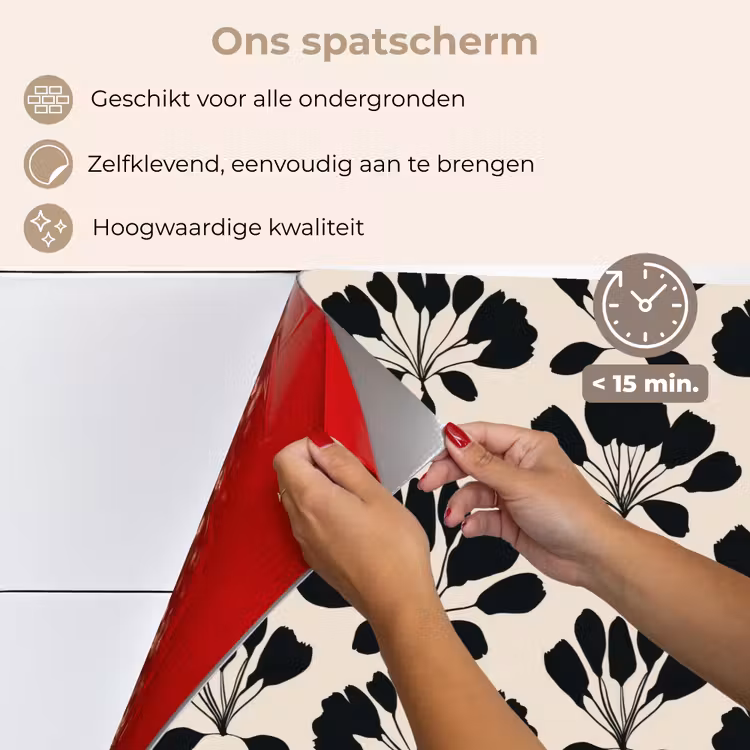 Abstract - Patroon - Zwart keuken achterwand spatscherm klein 900 -spatscherm_NL