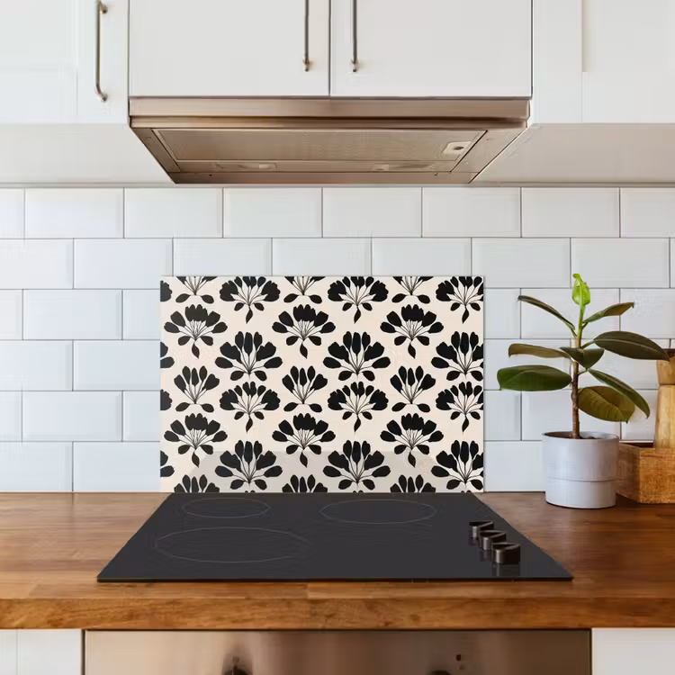 Abstract - Patroon - Zwart keuken achterwand spatscherm klein 900 -sfeer2