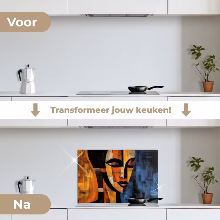 Abstract - Portret - Kleurvakken keuken achterwand spatscherm klein -voor_na_NL
