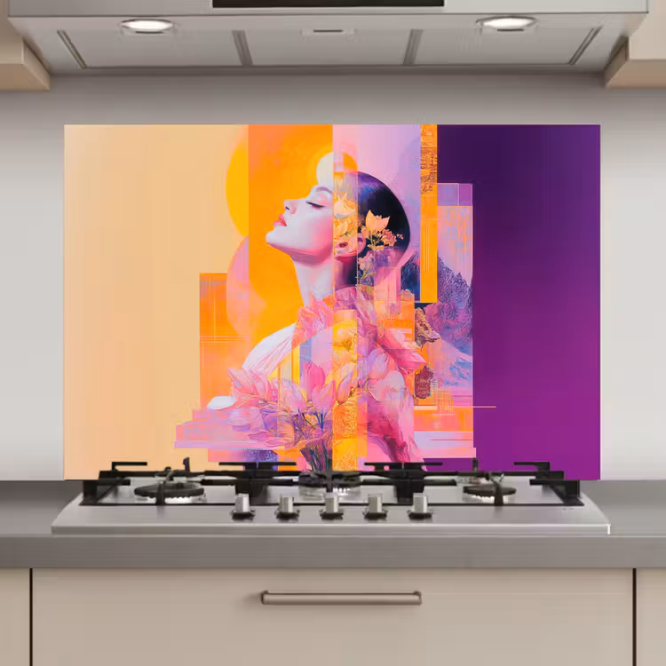 Abstract - Portret - Vrouw - Kleurrijk keuken achterwand spatscherm klein -3d_website