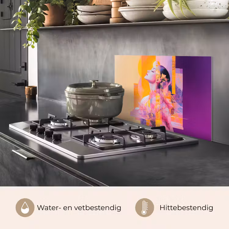 Abstract - Portret - Vrouw - Kleurrijk keuken achterwand spatscherm klein -usp_NL