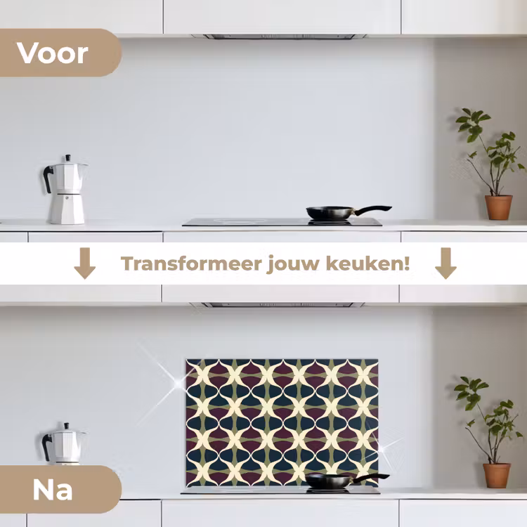 Abstract - Retro - Kleurrijk keuken achterwand spatscherm klein 900 -voor_na_NL