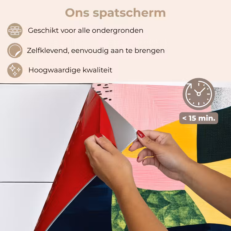 Abstract - Roze - Lappen - Vormen - Geel keuken achterwand spatscherm klein -spatscherm_NL