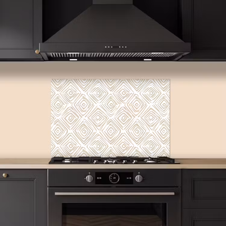 Abstract - Ruit - Beige keuken achterwand spatscherm klein 900 -sfeer1