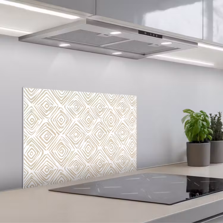 Abstract - Ruit - Beige keuken achterwand spatscherm klein 900 -3d_schuin