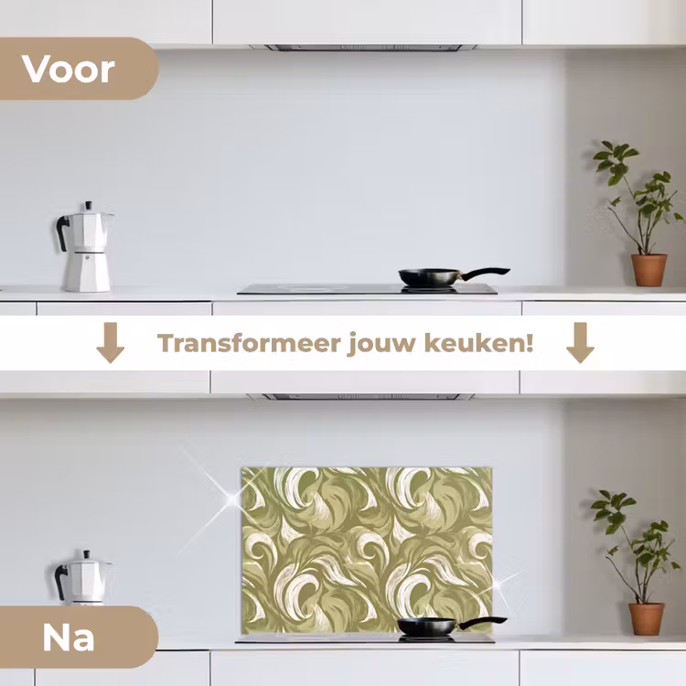 Abstract - Textuur - Groen keuken achterwand spatscherm klein 900 -voor_na_NL