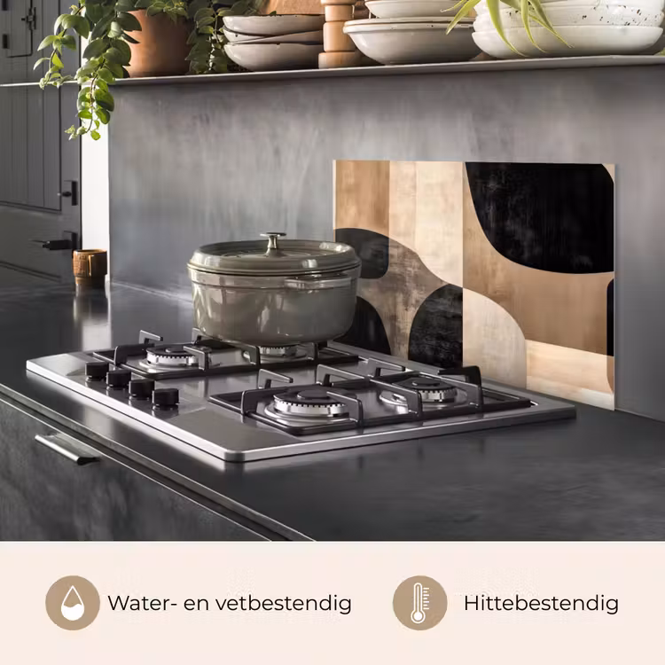 Abstract - Vlakken - Zwart - Rond keuken achterwand spatscherm klein -usp_NL