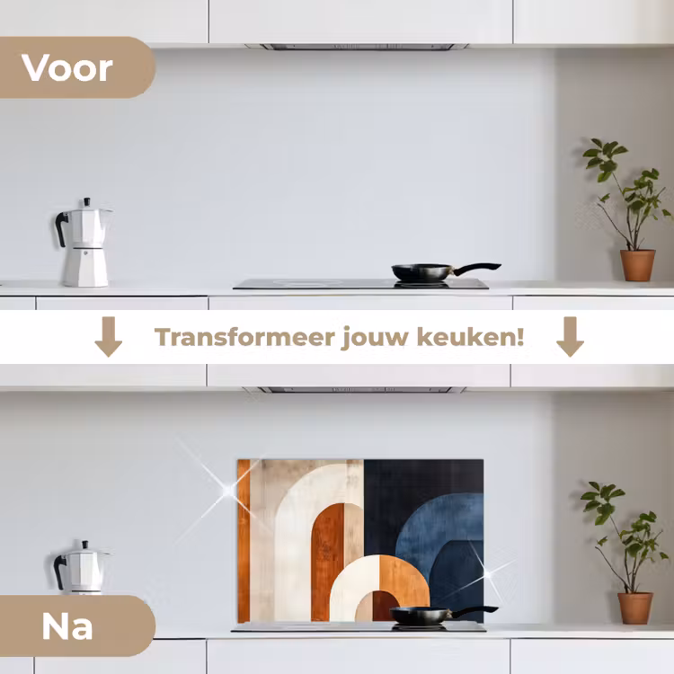 Abstract - Vormen - Donkerblauw keuken achterwand spatscherm klein -voor_na_NL
