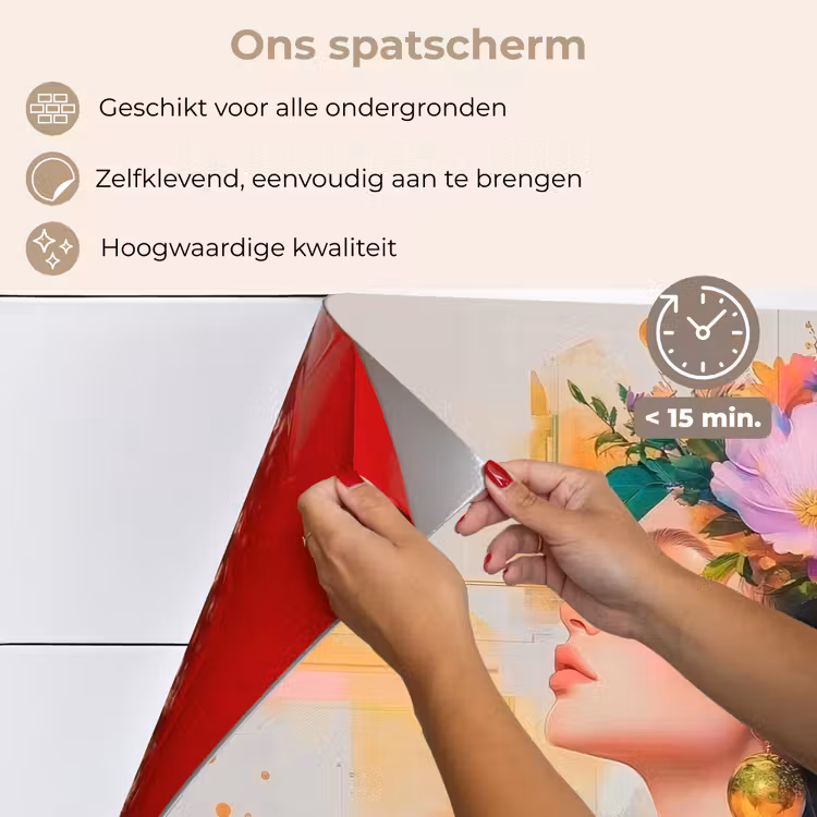 Abstract - Vrouw - Bloemenkroon - Goud keuken achterwand spatscherm klein -spatscherm_NL