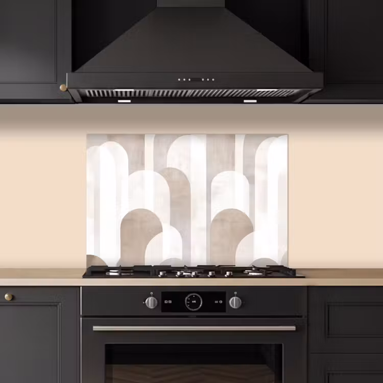 Abstracte bogen - Modern - Beige keuken achterwand spatscherm klein -sfeer1