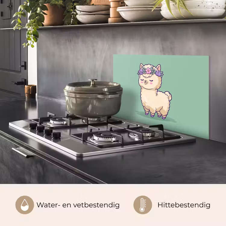 Alpaca - Groen - Bloemendiadeem keuken achterwand spatscherm klein -usp_NL