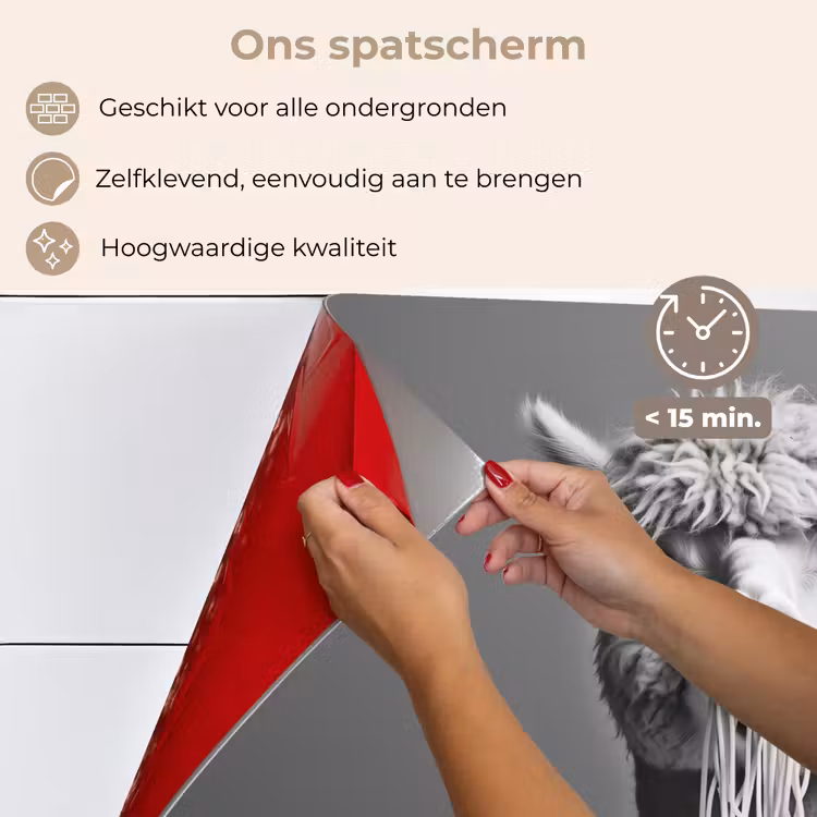 Alpaca - Pasta - Zwart - Wit - Grappig - Dieren keuken achterwand spatscherm klein -spatscherm_NL