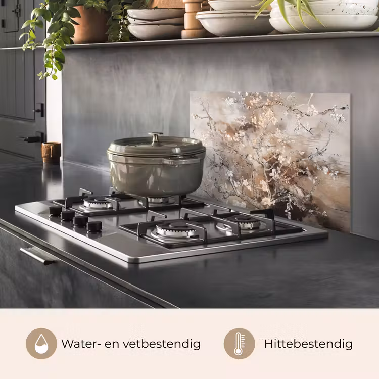 Amandelbloesem - Kunst - Van Gogh - Beige - Abstract keuken achterwand spatscherm klein -usp_NL