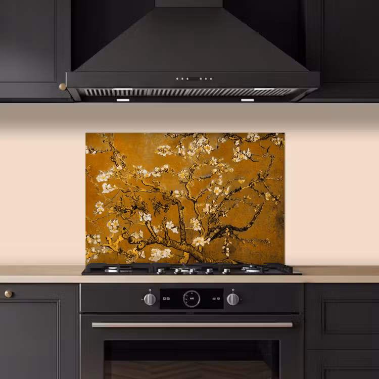 Amandelbloesem - Kunst - Van Gogh - Goud keuken achterwand spatscherm klein -sfeer1
