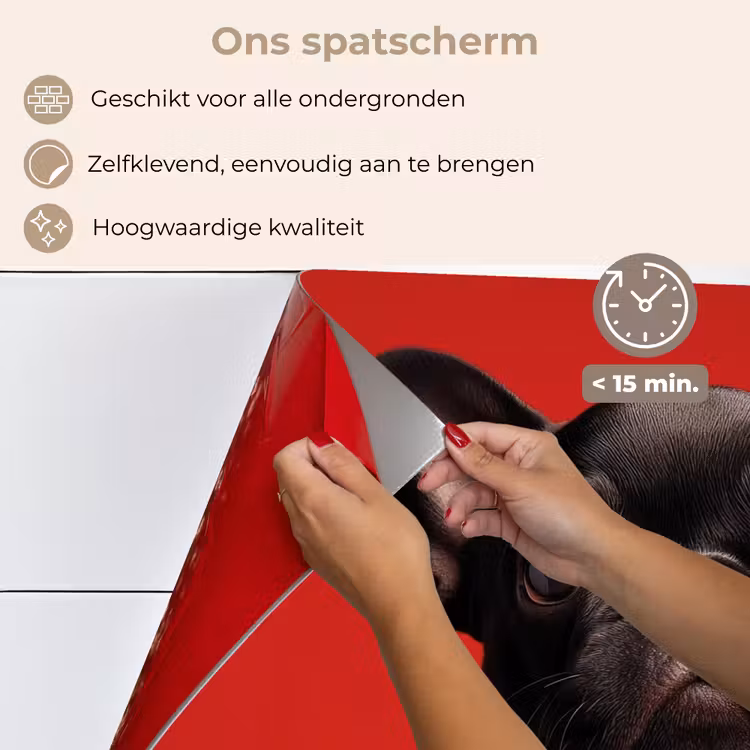 Amor - Hond - Hartje - Rood keuken achterwand spatscherm klein -spatscherm_NL