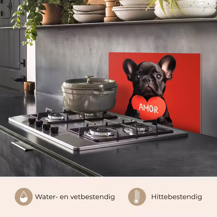 Amor - Hond - Hartje - Rood keuken achterwand spatscherm klein -usp_NL