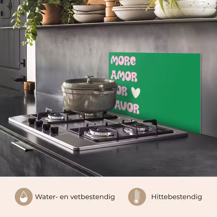 Amor - Valentijn - Groen - Tekst keuken achterwand spatscherm klein -usp_NL