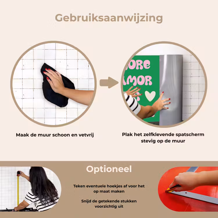 Amor - Valentijn - Groen - Tekst keuken achterwand spatscherm klein -gebruiksaanwijzing_NL