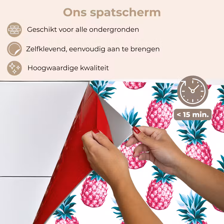 Ananas - Roze - Wit keuken achterwand spatscherm klein 900 -spatscherm_NL