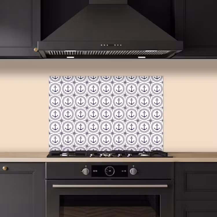 Anker - Haven - Blauw - Wit keuken achterwand spatscherm klein 900 -sfeer1