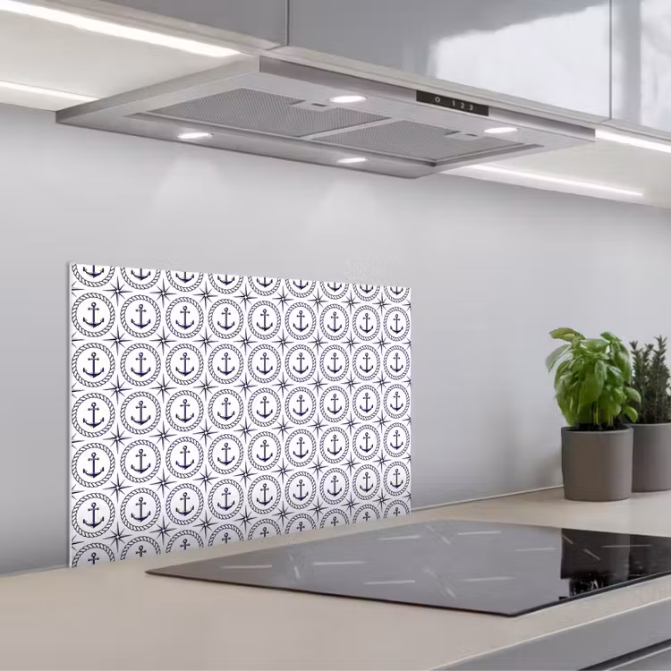 Anker - Haven - Blauw - Wit keuken achterwand spatscherm klein 900 -3d_schuin