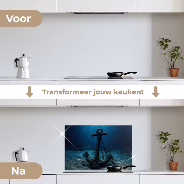 Anker - Ijzer - Zeebodem - Zand keuken achterwand spatscherm klein -voor_na_NL