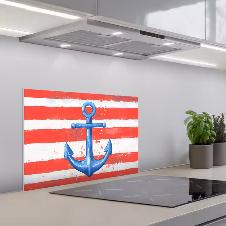Anker - Verfspatten - Rood - Blauw keuken achterwand spatscherm klein -3d_schuin