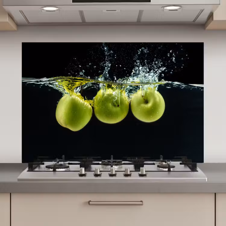 Appels - Fruit - Water - Zwart - Groen keuken achterwand spatscherm klein -3d_website