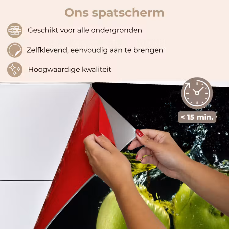 Appels - Fruit - Water - Zwart - Groen keuken achterwand spatscherm klein -spatscherm_NL