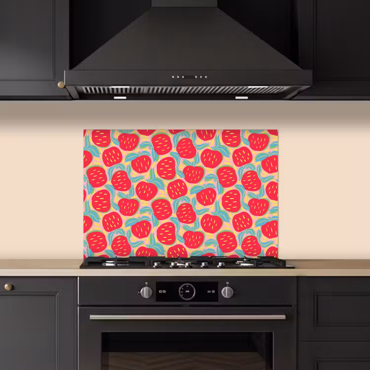 Appels - Rood - Stippen keuken achterwand spatscherm klein 900 -sfeer1