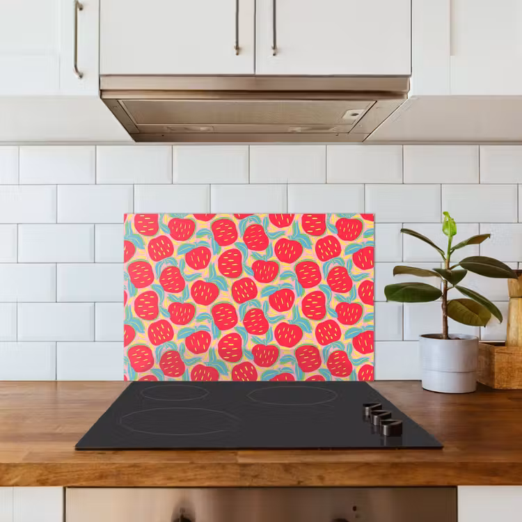 Appels - Rood - Stippen keuken achterwand spatscherm klein 900 -sfeer2