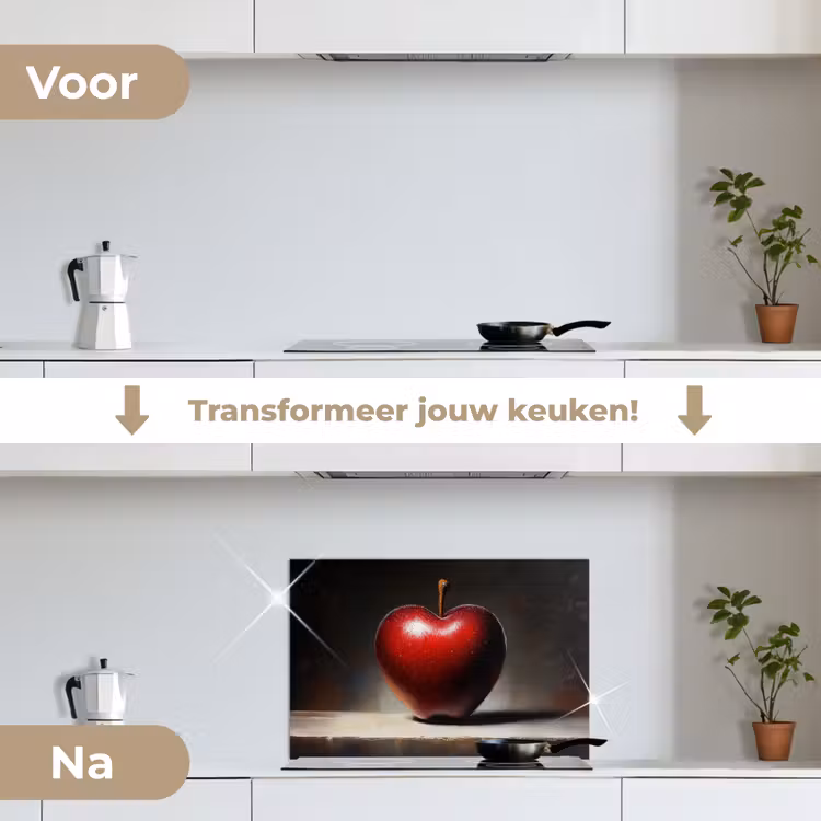Apple - Hart - Rood keuken achterwand spatscherm klein -voor_na_NL