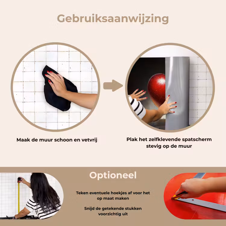 Apple - Hart - Rood keuken achterwand spatscherm klein -gebruiksaanwijzing_NL