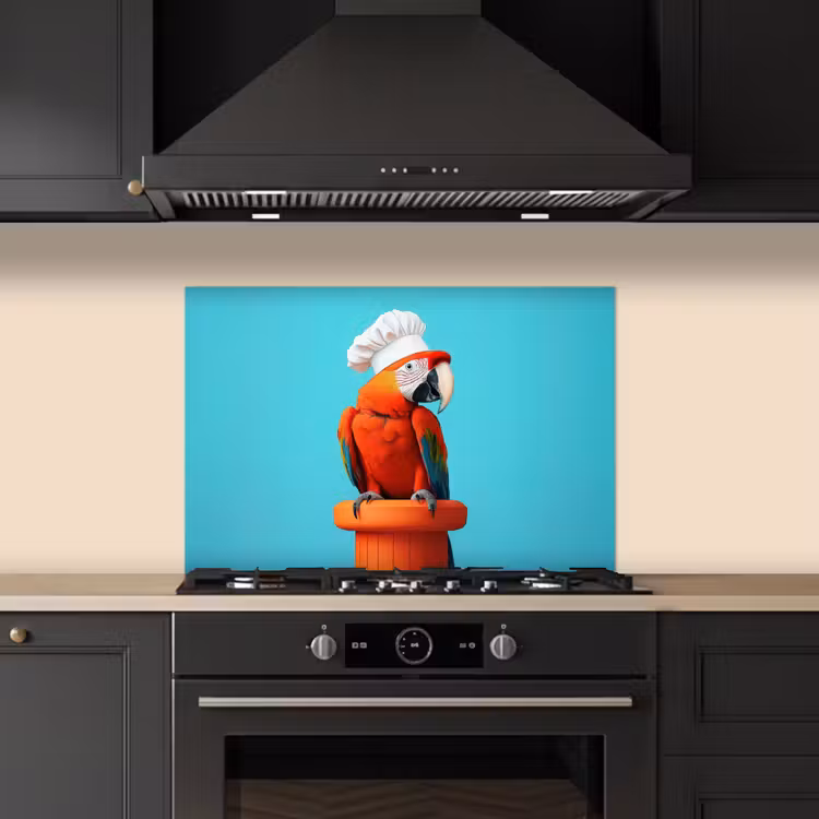 Ara - Koksmuts - Sokkel - Grappig keuken achterwand spatscherm klein -sfeer1