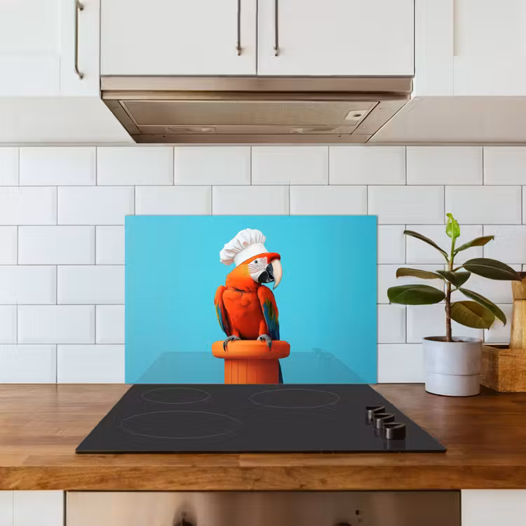 Ara - Koksmuts - Sokkel - Grappig keuken achterwand spatscherm klein -sfeer2