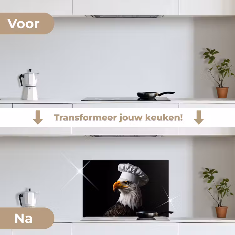 Arend -Amerika - Koksmuts - Vogel - Stoer keuken achterwand spatscherm klein -voor_na_NL
