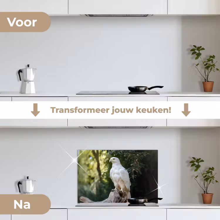 Arend - Hout - Wit - Planten keuken achterwand spatscherm klein -voor_na_NL