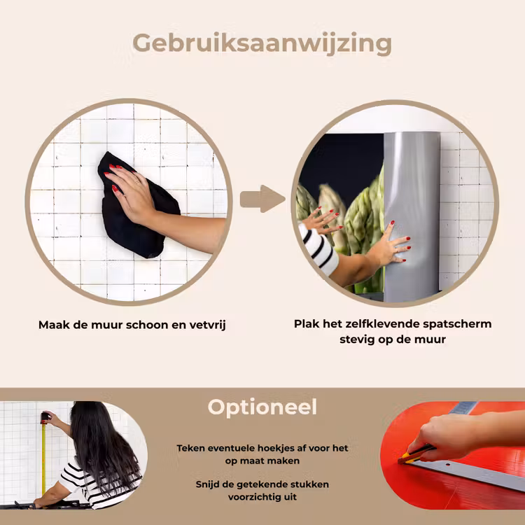 Asperges - Groen - Zwart keuken achterwand spatscherm klein -gebruiksaanwijzing_NL