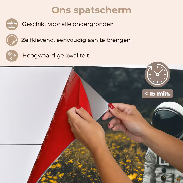 Astronaut - Bloemen - Veld - Geel keuken achterwand spatscherm klein -spatscherm_NL
