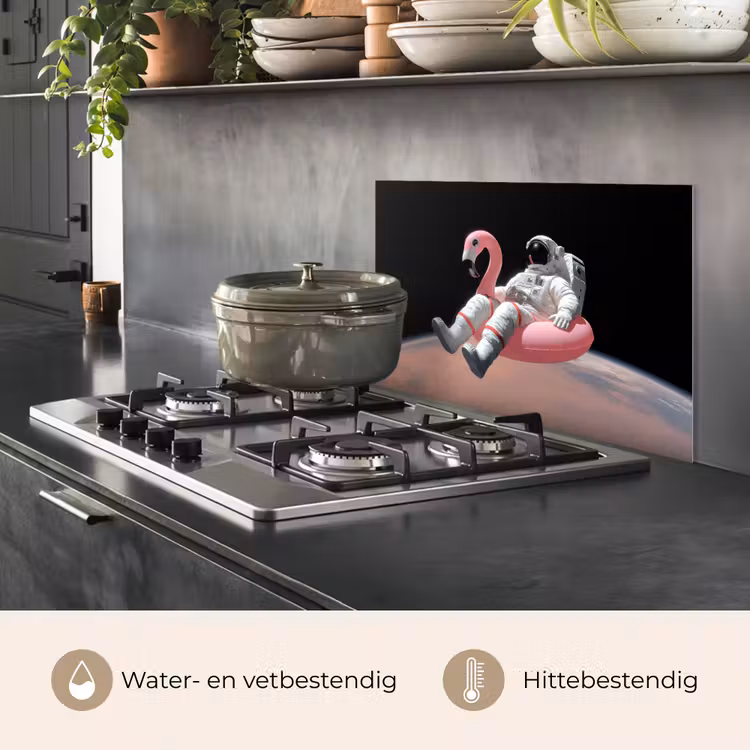 Astronaut - Flamingo - Zwemband - Roze keuken achterwand spatscherm klein -usp_NL