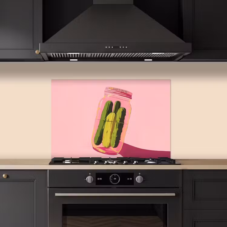 Augurken - Pot - Schaduw - Roze keuken achterwand spatscherm klein -sfeer1