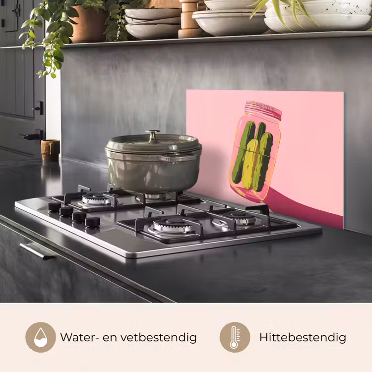 Augurken - Pot - Schaduw - Roze keuken achterwand spatscherm klein -usp_NL