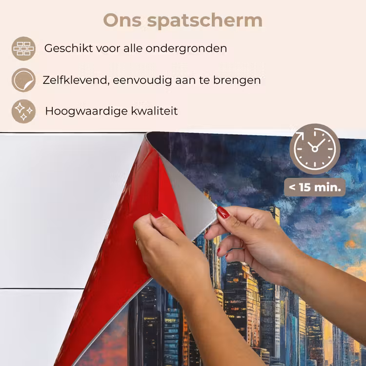 Auto - Skyline - Zon - Blauw keuken achterwand spatscherm klein -spatscherm_NL